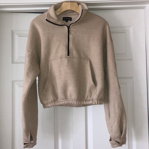cropped zip front sweatshirt